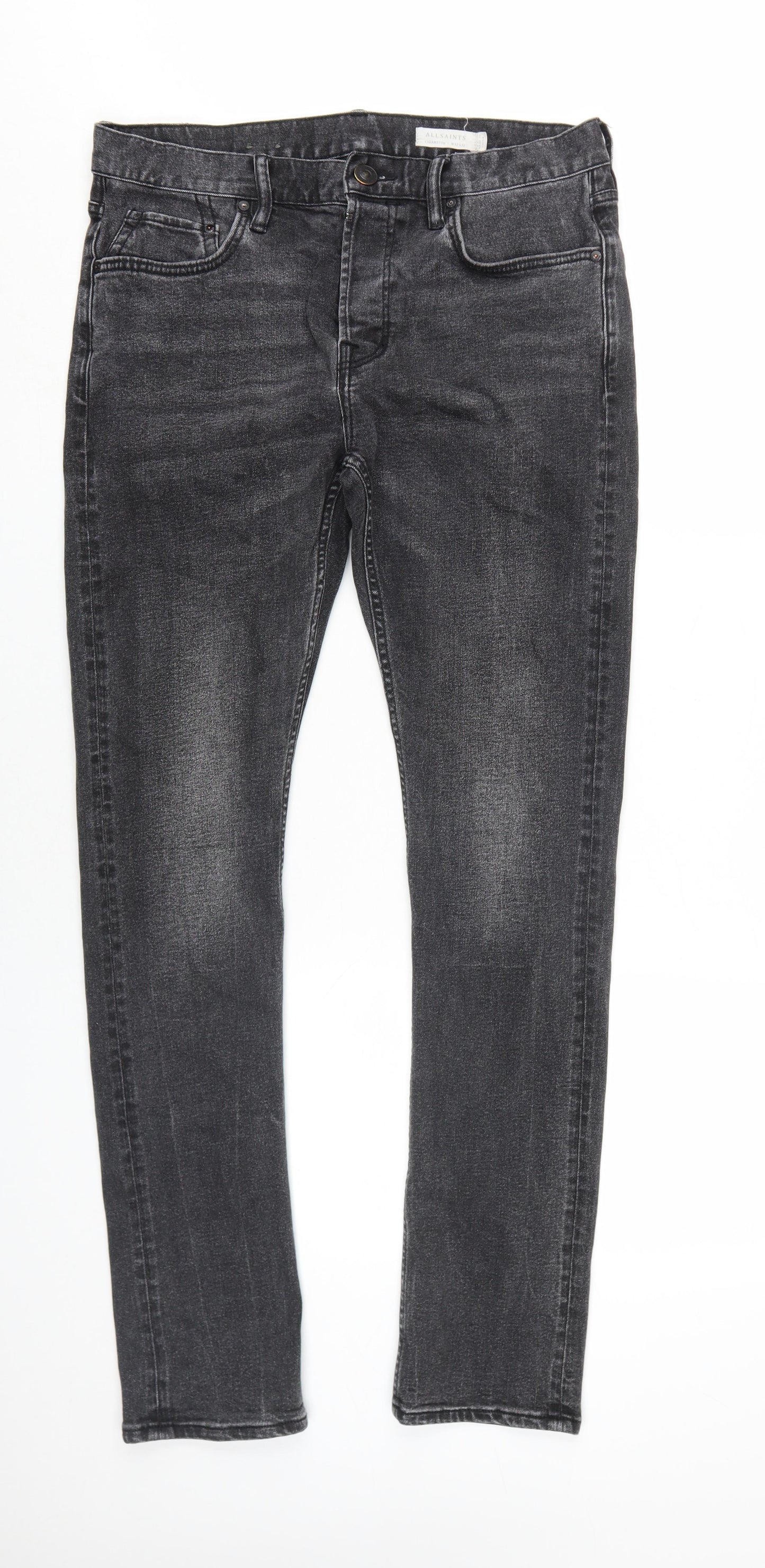 AllSaints Men's Black Denim Jeans W32 L32 Skinny
