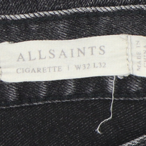 AllSaints Men's Black Denim Jeans W32 L32 Skinny