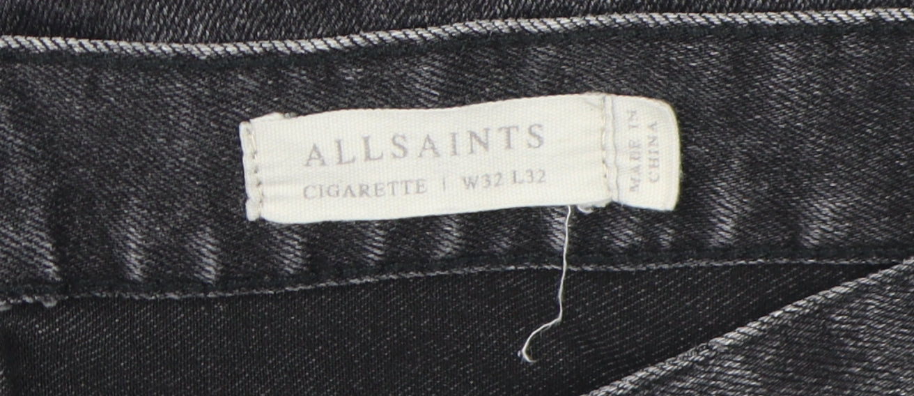 AllSaints Men's Black Denim Jeans W32 L32 Skinny