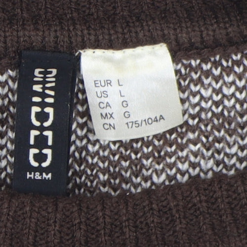 H&M Women's Brown Geometric Mock Neck Jumper L