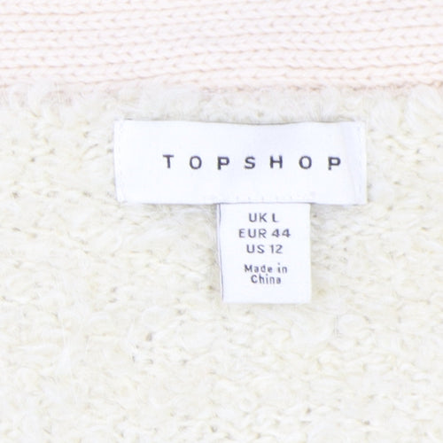 Topshop Women Ivory Cardigan L Raglan Sleeves