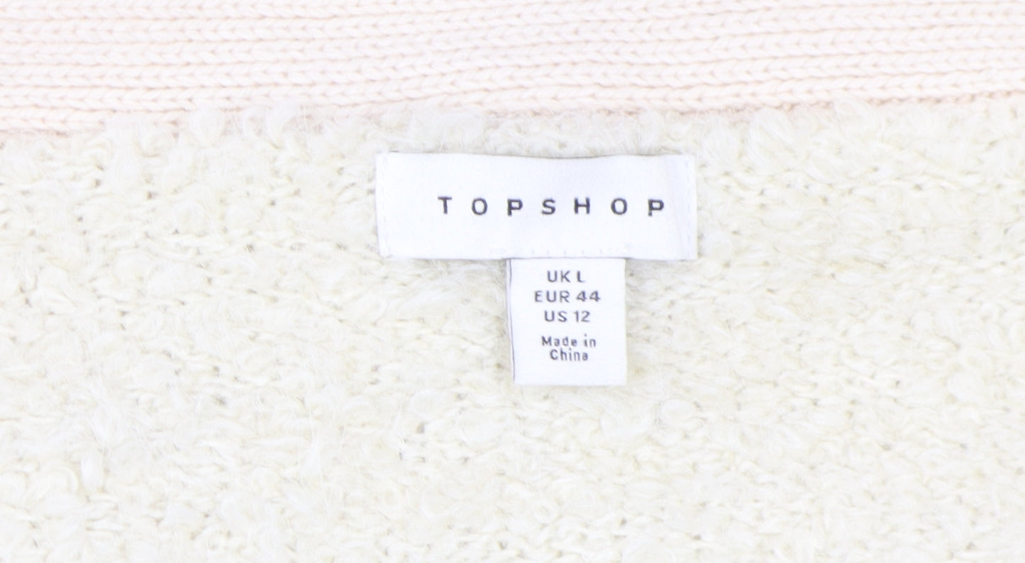 Topshop Women Ivory Cardigan L Raglan Sleeves