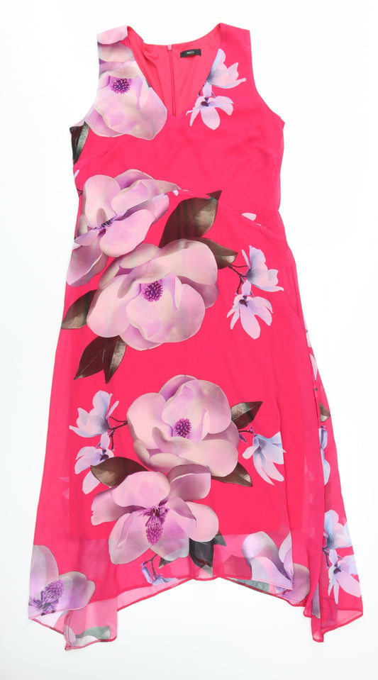 M&Co Women's Pink Floral A-Line Dress Size 12