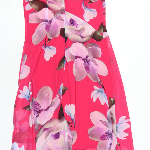 M&Co Women's Pink Floral A-Line Dress Size 12