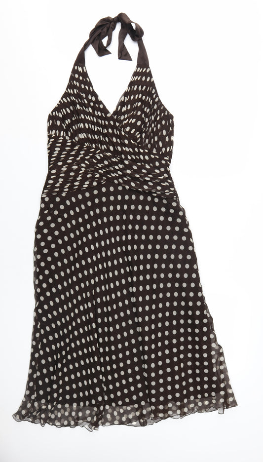 Phase Eight Women’s Brown Polka Dot Wrap Dress Size 12