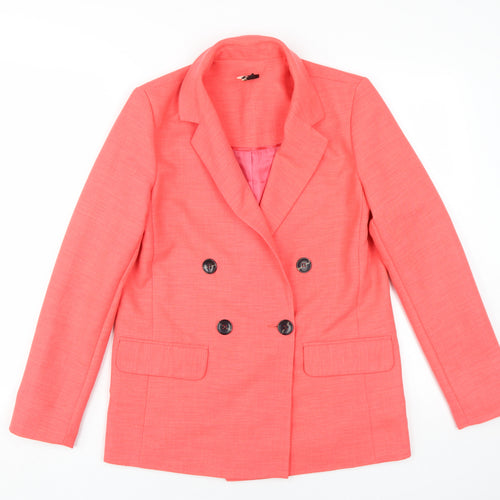 Topshop Women's Pink Double-Breasted Suit Jacket