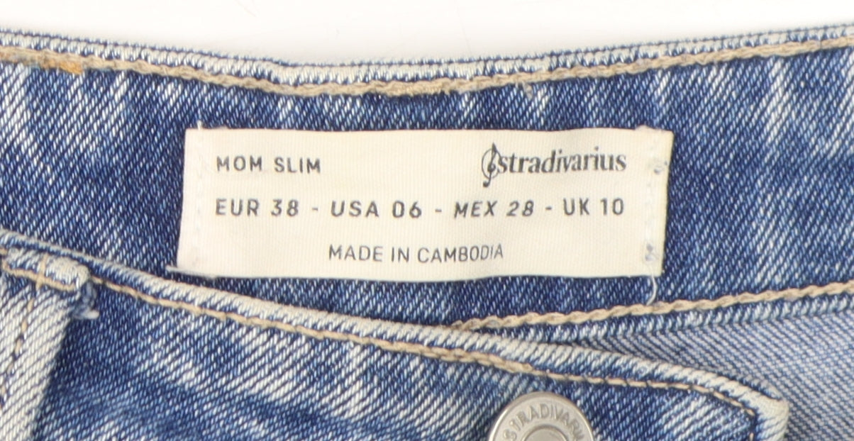 Stradivarius Women's Blue Mom Jeans Size 10 Slim Fit