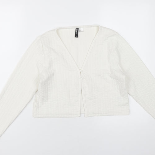 H&M Women's White V-Neck Top Long Sleeve Size 14