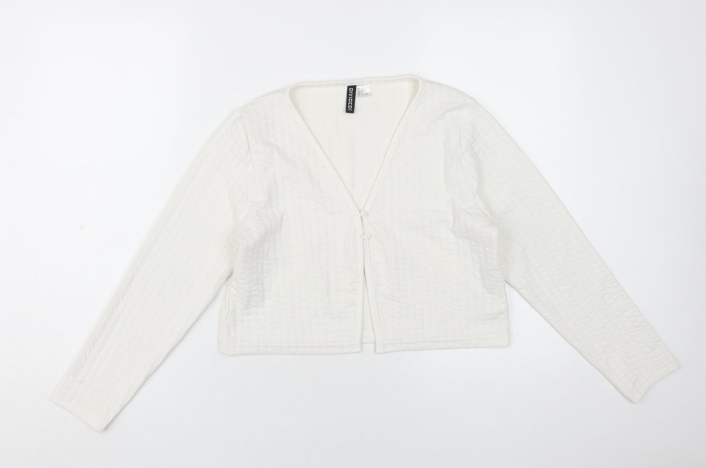 H&M Women's White V-Neck Top Long Sleeve Size 14