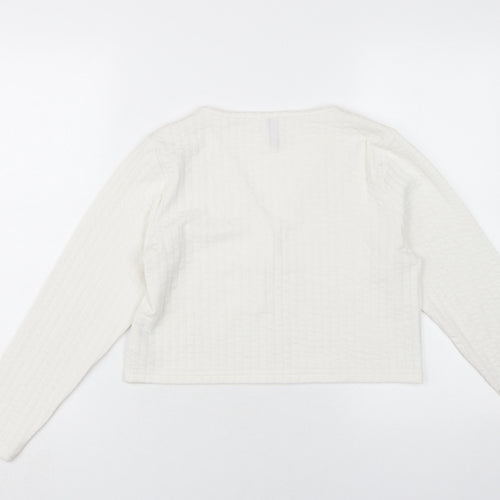 H&M Women's White V-Neck Top Long Sleeve Size 14