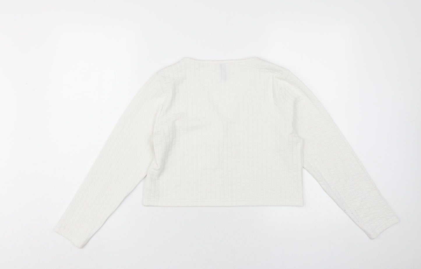 H&M Women's White V-Neck Top Long Sleeve Size 14