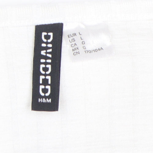 H&M Women's White V-Neck Top Long Sleeve Size 14
