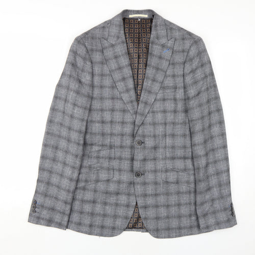 Burton Menswear Grey Check Blazer, Size 36R, Regular Fit