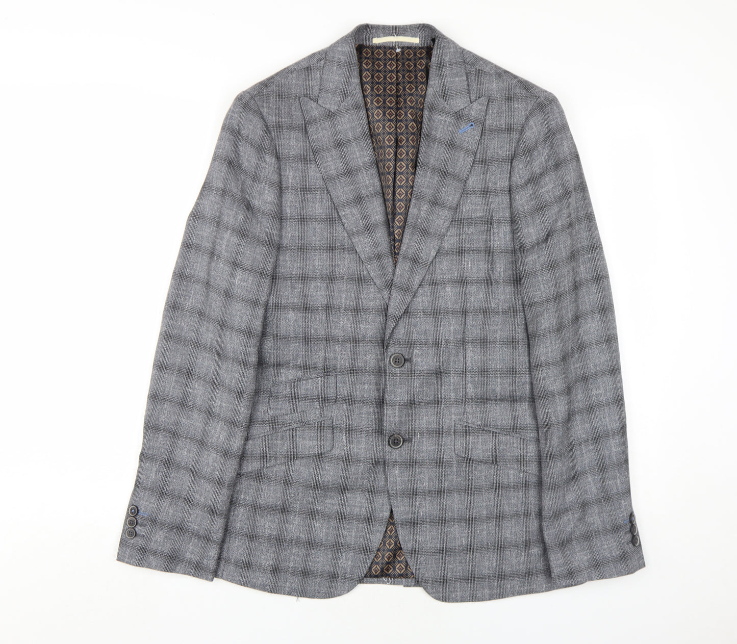 Burton Menswear Grey Check Blazer, Size 36R, Regular Fit