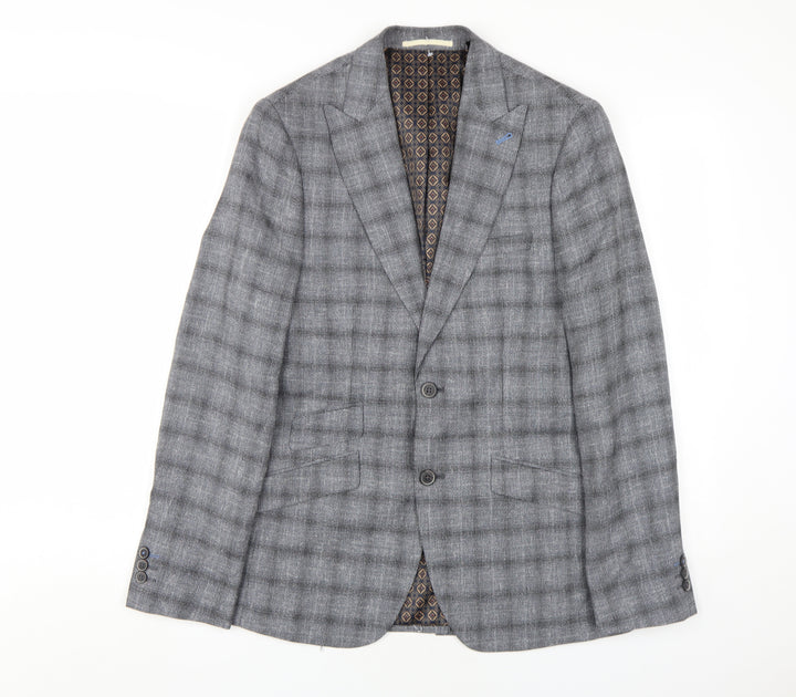 Burton Menswear Grey Check Blazer, Size 36R, Regular Fit