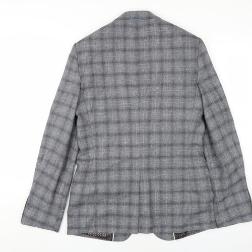 Burton Menswear Grey Check Blazer, Size 36R, Regular Fit