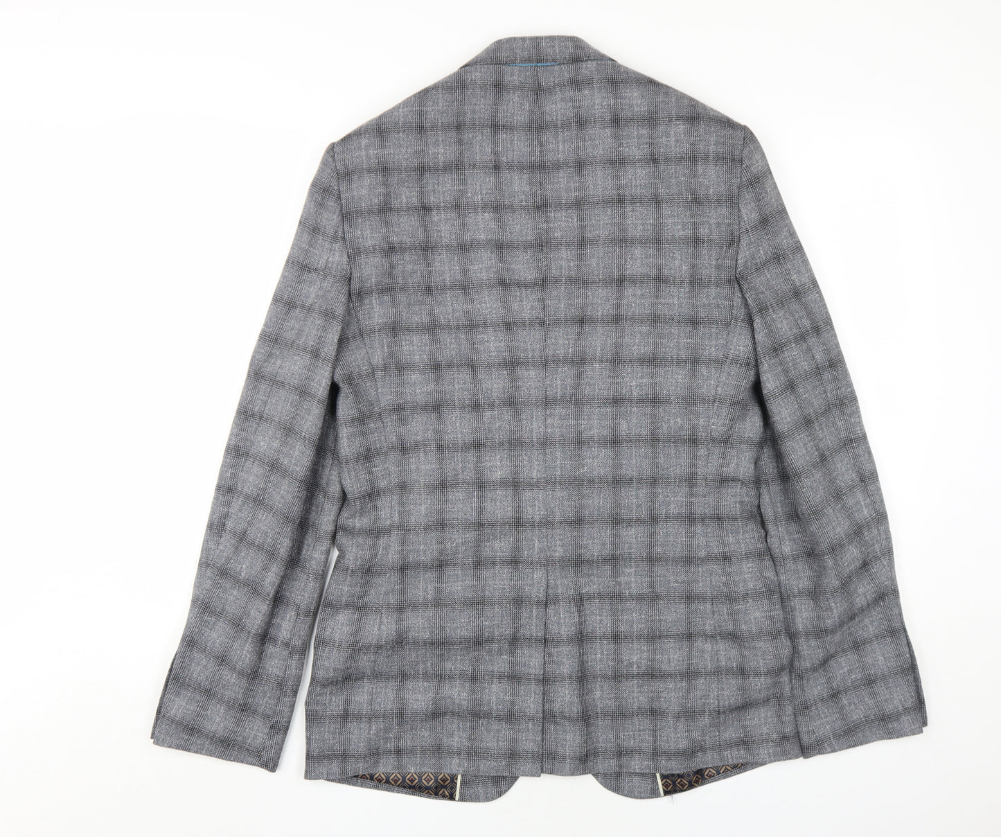 Burton Menswear Grey Check Blazer, Size 36R, Regular Fit