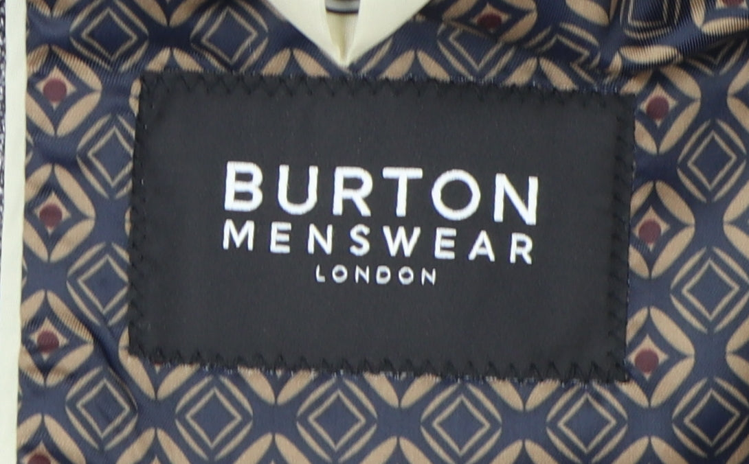 Burton Menswear Grey Check Blazer, Size 36R, Regular Fit