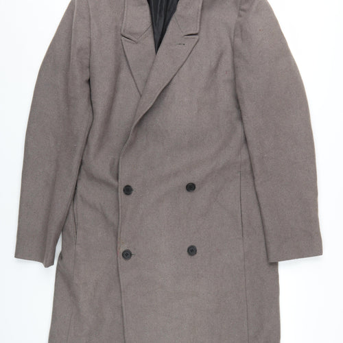 New Look Men's Brown Wool Overcoat - Size M