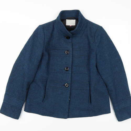 John Lewis Women Blue Tweed Jacket Size 14, Buttoned, Classic Style