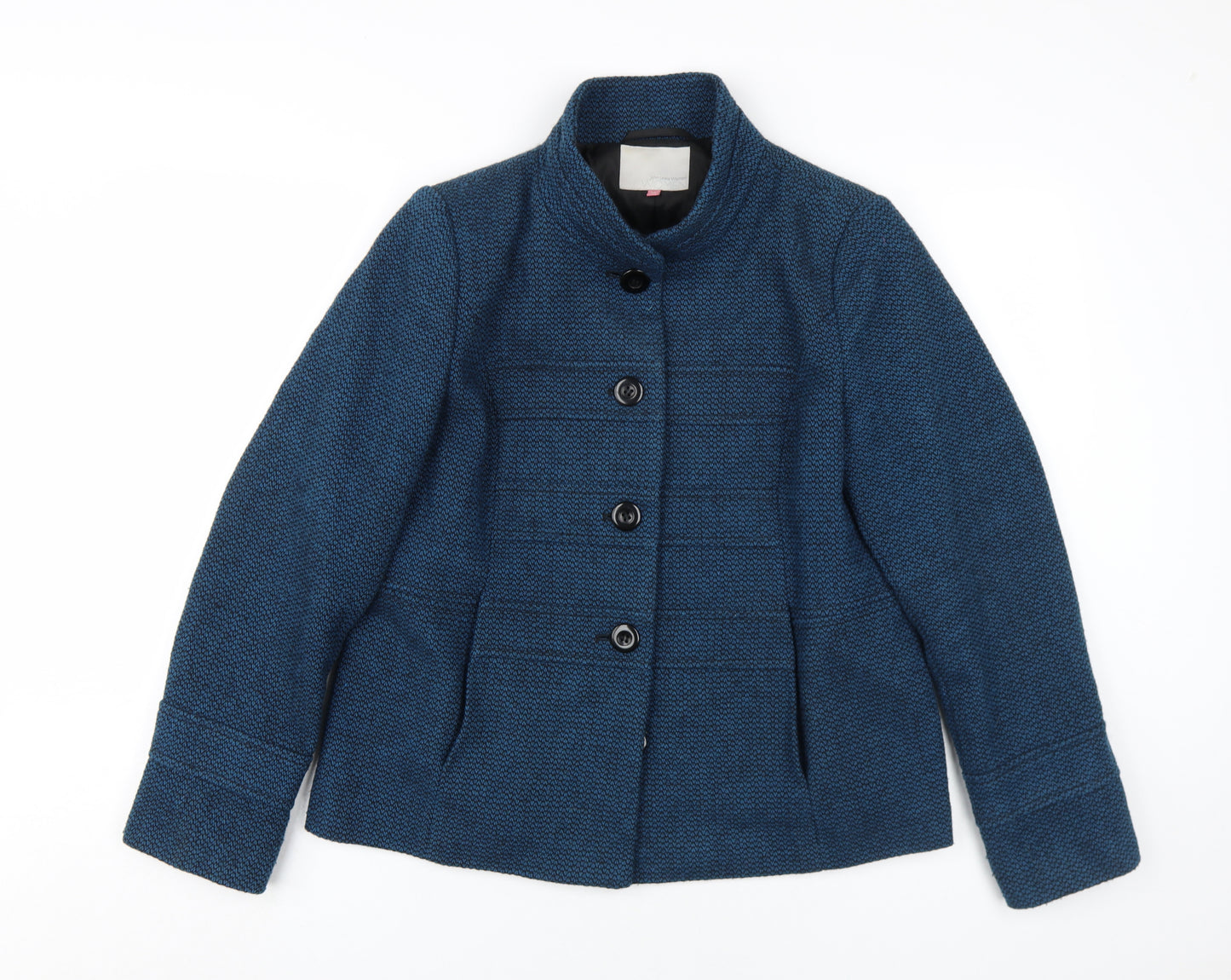 John Lewis Women Blue Tweed Jacket Size 14, Buttoned, Classic Style