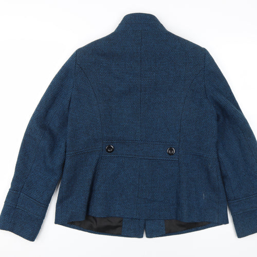 John Lewis Women Blue Tweed Jacket Size 14, Buttoned, Classic Style