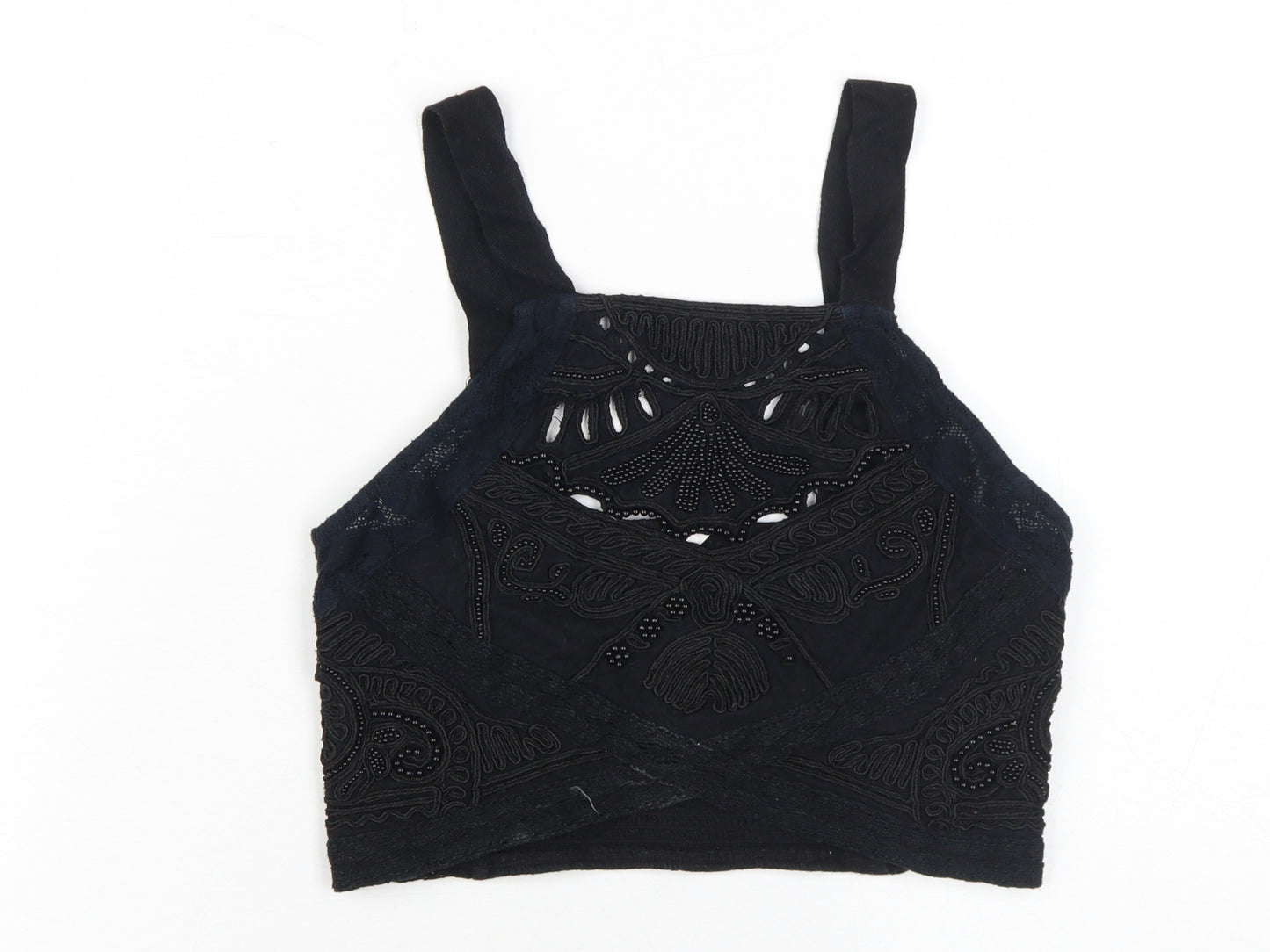 Free People Women's Black Cropped Tank Top XS