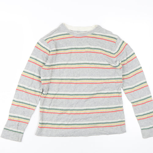 Marks & Spencer Boys Grey Striped Pullover Jumper 9-10Y