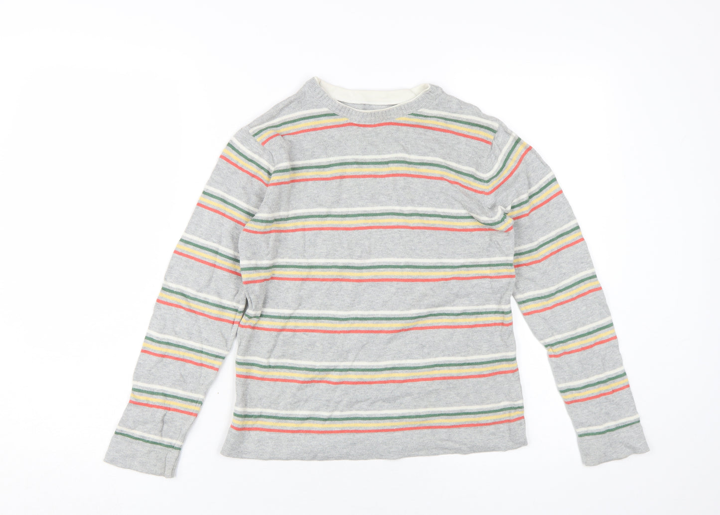 Marks & Spencer Boys Grey Striped Pullover Jumper 9-10Y