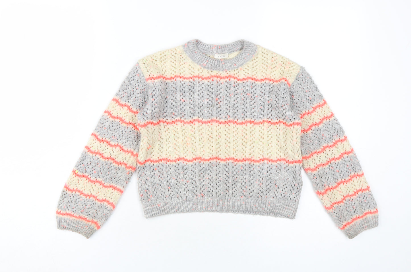 Next Girls Grey Knit Chevron Jumper - 7 Years
