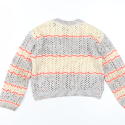 Next Girls Grey Knit Chevron Jumper - 7 Years