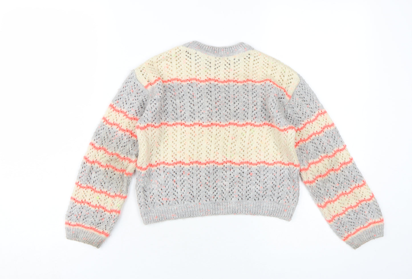 Next Girls Grey Knit Chevron Jumper - 7 Years