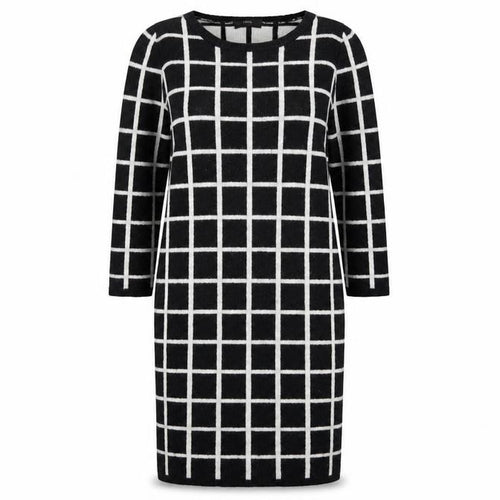 Next Women's Black Check Sheath Dress, Size 12, 3/4 Sleeve