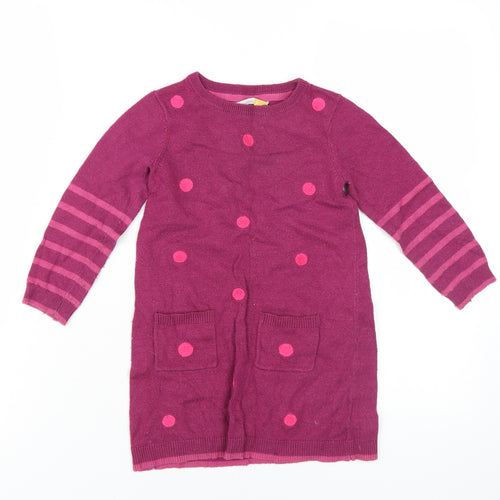 John Lewis Girls Purple Polka Dot Knit Dress, 3 Years