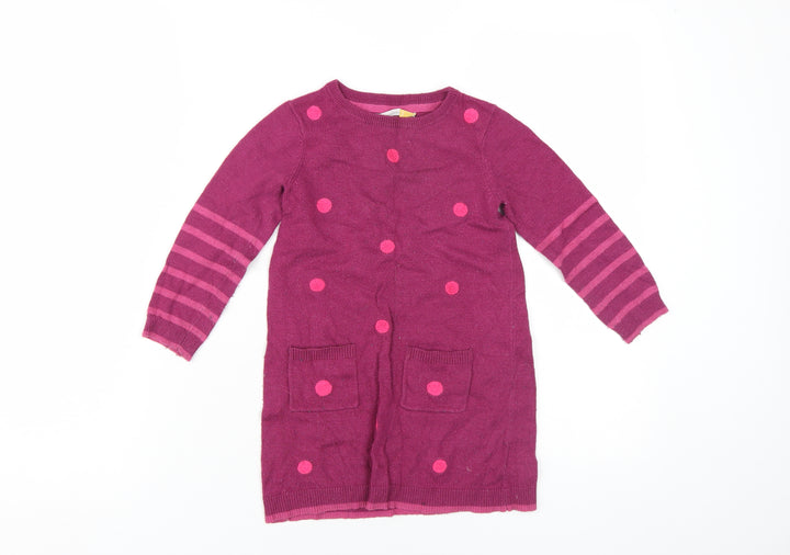 John Lewis Girls Purple Polka Dot Knit Dress, 3 Years