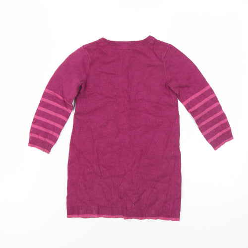 John Lewis Girls Purple Polka Dot Knit Dress, 3 Years