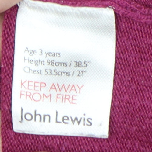 John Lewis Girls Purple Polka Dot Knit Dress, 3 Years