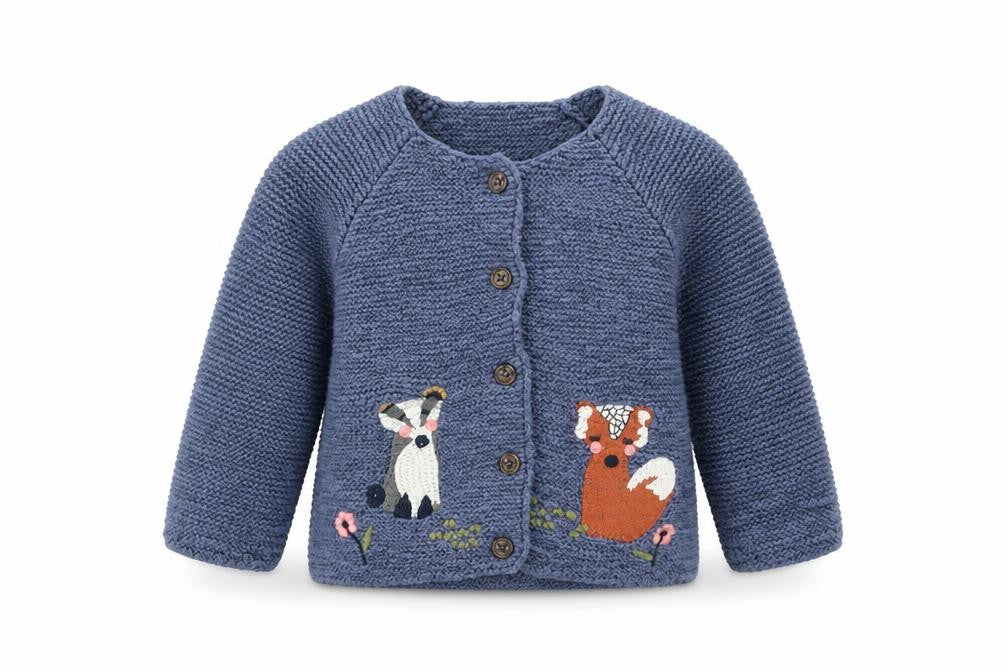 Marks & Spencer Unisex Blue Animal Print Cardigan 6-9 Months