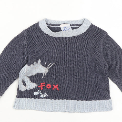 Unisex Baby Grey Knit Pullover Jumper 9-12 Months
