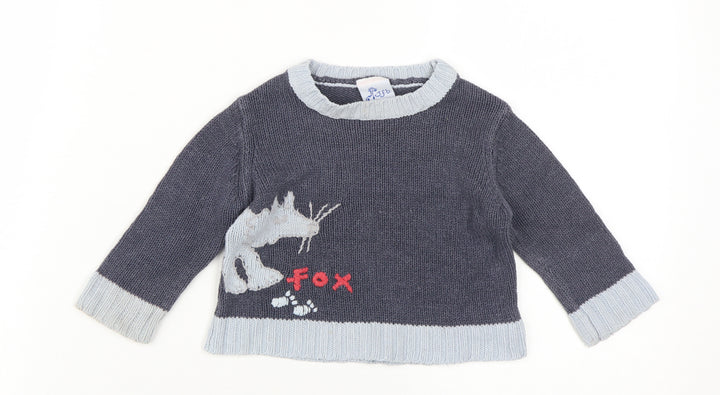 Unisex Baby Grey Knit Pullover Jumper 9-12 Months