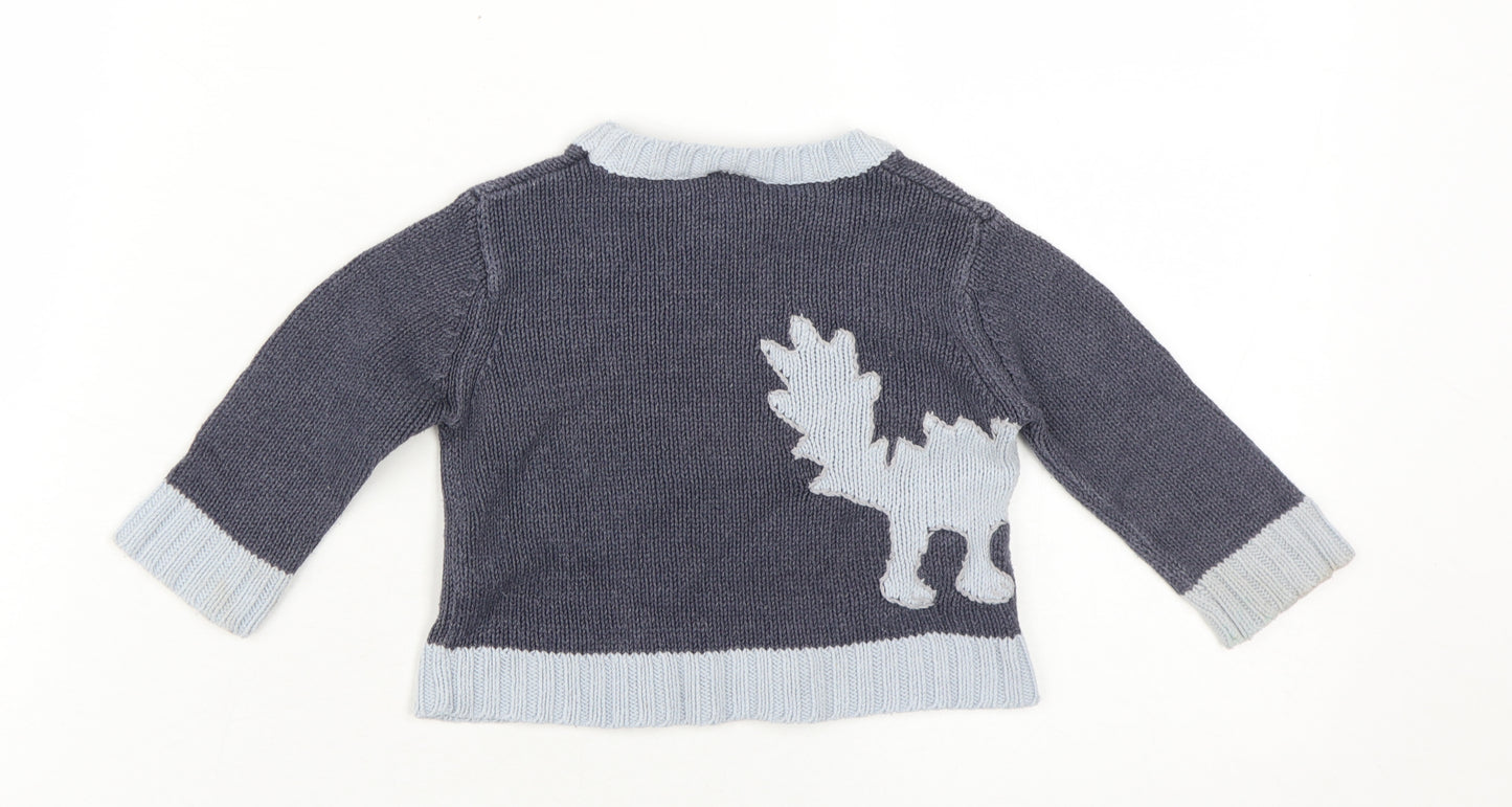 Unisex Baby Grey Knit Pullover Jumper 9-12 Months