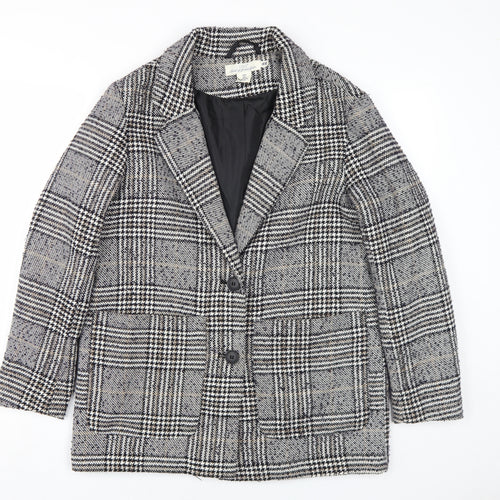 H&M Women's Black Grey Check Blazer Size S