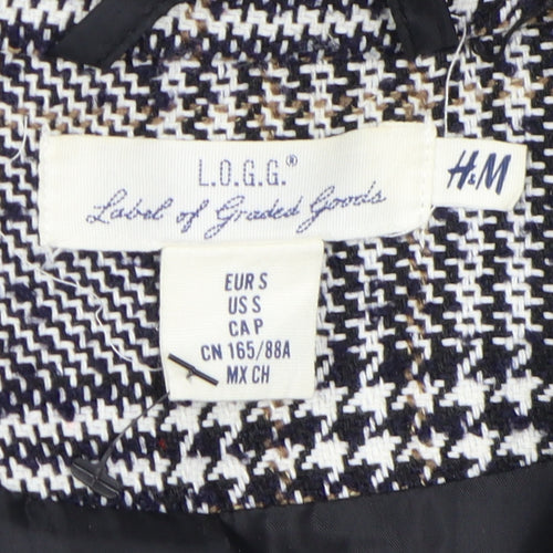 H&M Women's Black Grey Check Blazer Size S
