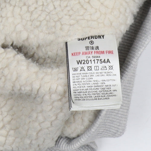 Superdry Women's Grey Hooded Fleece Jacket Size 14