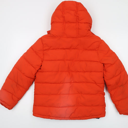 Boden Boys Orange Puffer Jacket, 11-12 Years, Hooded, Zipped