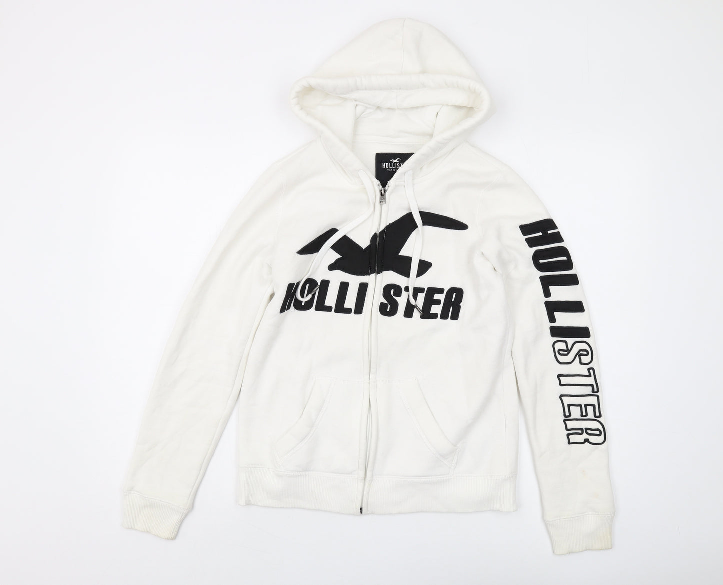 Hollister Women's White XS Full Zip Hoodie