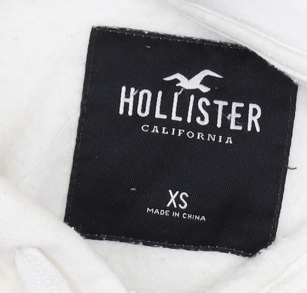 Hollister Women's White XS Full Zip Hoodie