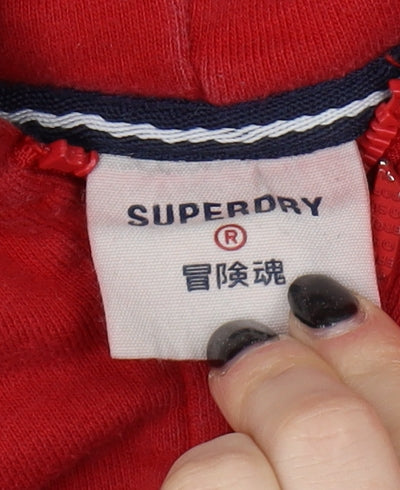 Superdry Women's Red Full Zip Hoodie Size 16