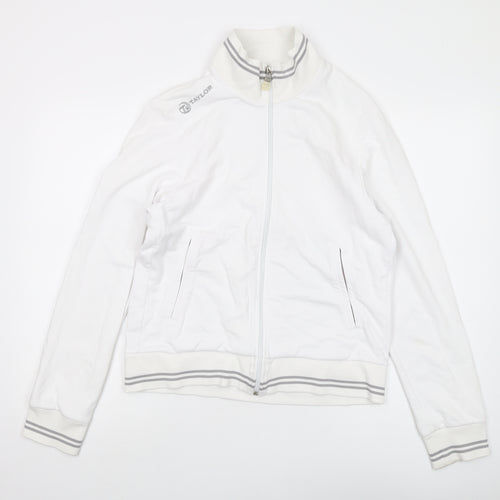 Taylor Full Zip Men's White Hoodie - Small, Mock Neck