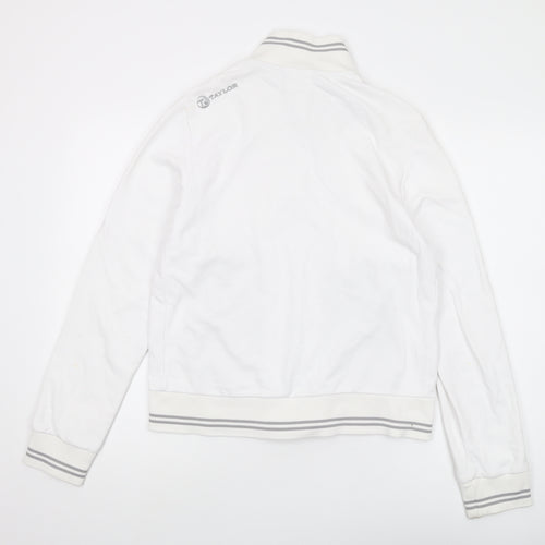 Taylor Full Zip Men's White Hoodie - Small, Mock Neck